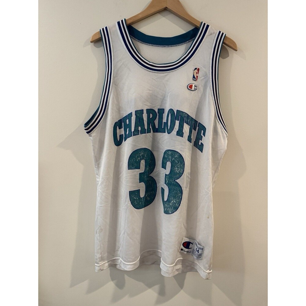 Vintage 90s Charlotte Hornets Alonzo Mourning Jersey Mens 44 Teal NBA Champion
